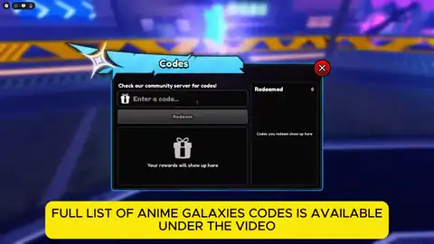 Anime Galaxies codes overlay cycling the working list